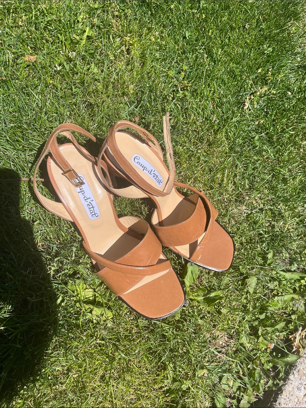 Coup de Etat 9.5 Women's Tan Strappy Block Heel Sandals